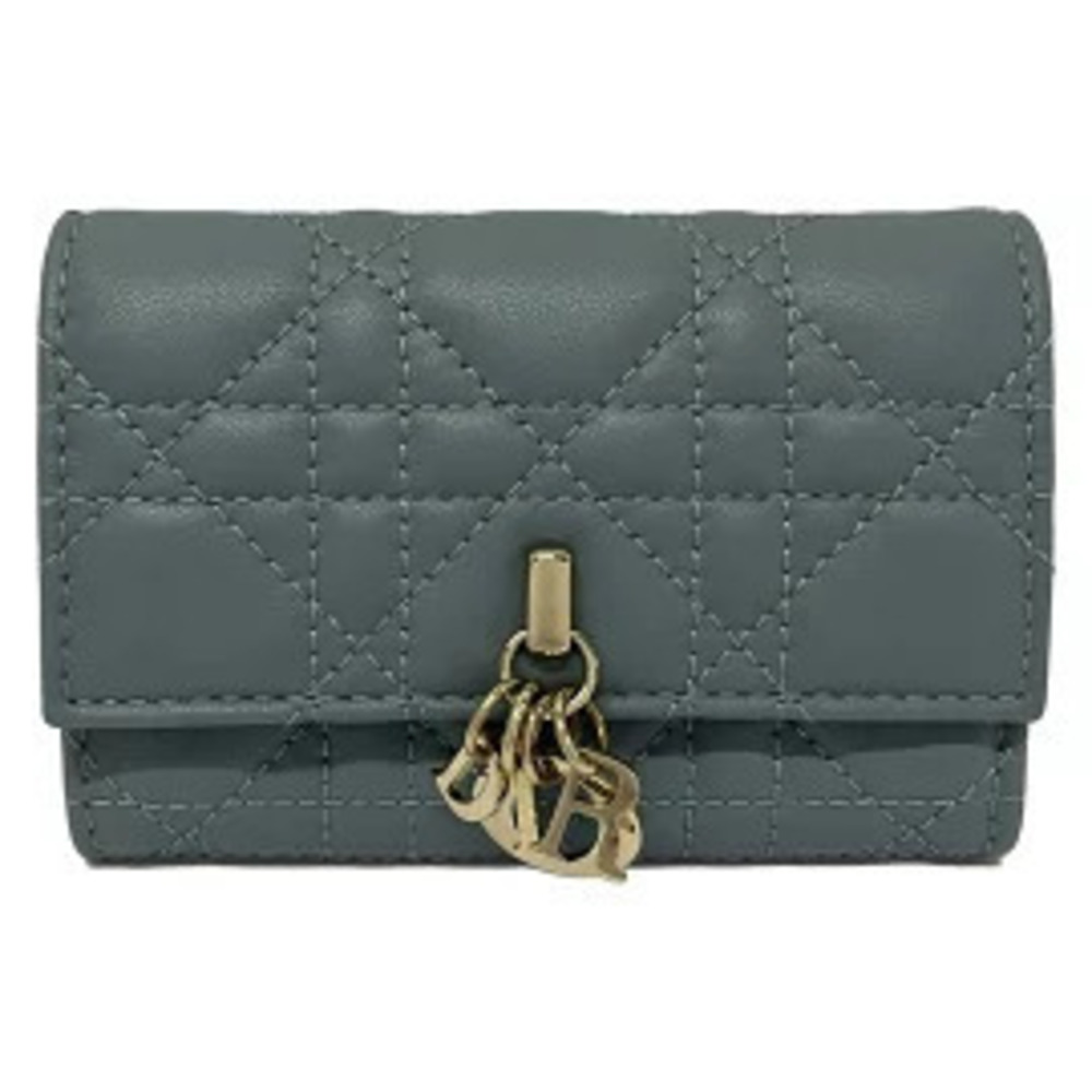 Christian Dior My Glycine Wallet coin case Wallet Blue Gray Leather